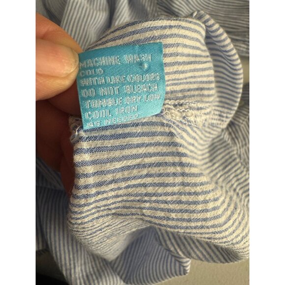 J McLaughlin Shirt Womens Small Blue White Long Sleeve Button Up Corpcore Career - Picture 9 of 10